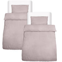 BETTWÄSCHE Meline 135/200 cm + Kissenbezug 40/80 cm Taupe Seersucker 2er - Taupe, Textil (40/80cm) - Beautissu 