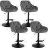 BARHOCKER 4er Set mit Armlehmen, Samtbezug, Dunkelgrau - Dunkelgrau/Schwarz, Kunststoff/Textil (52/87/50cm) - Woltu