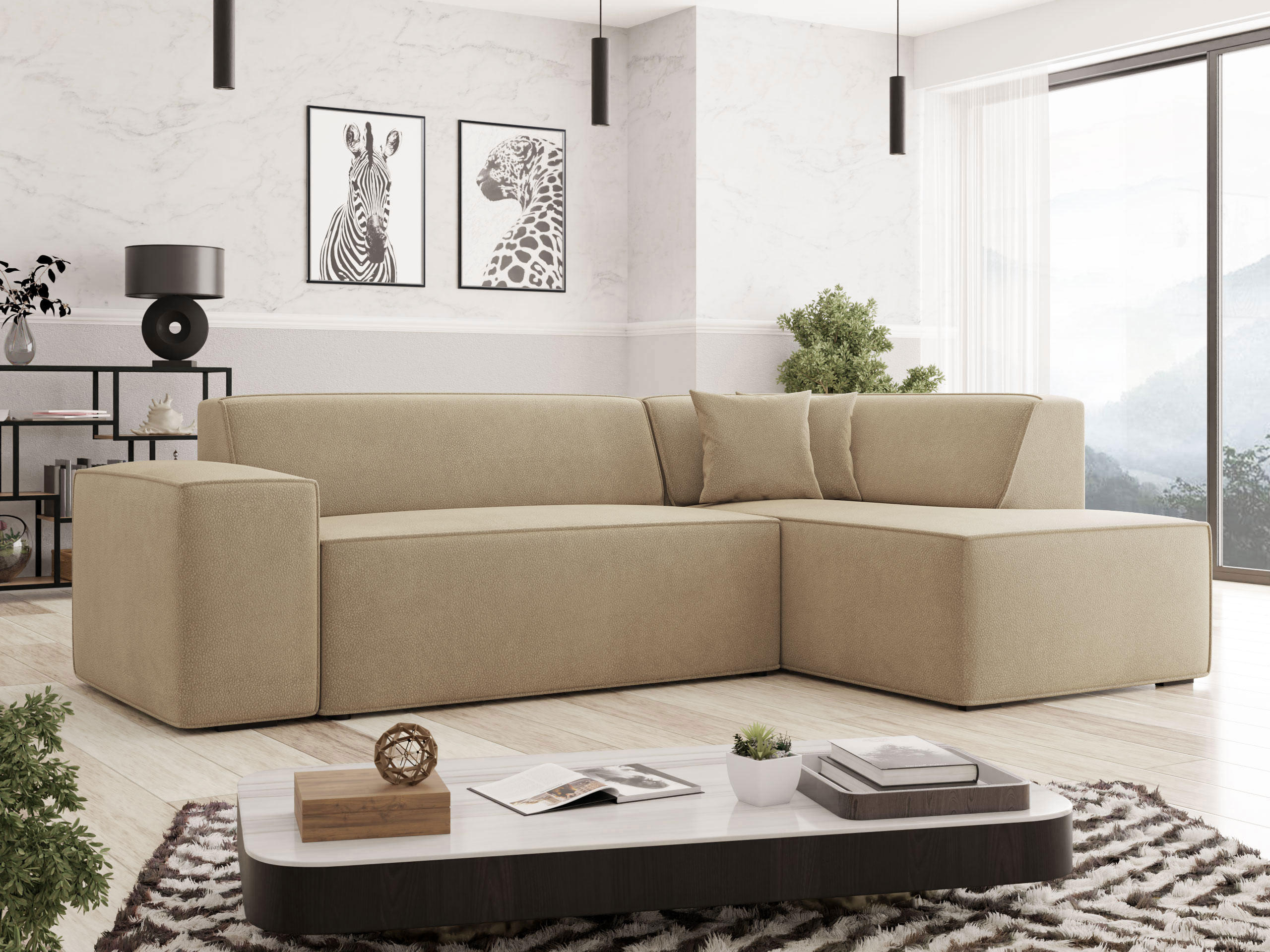 ECKSOFA Lordin Premium, Seite: Rechts - Beige, Holz/Textil (267/205cm) - MIRJAN24