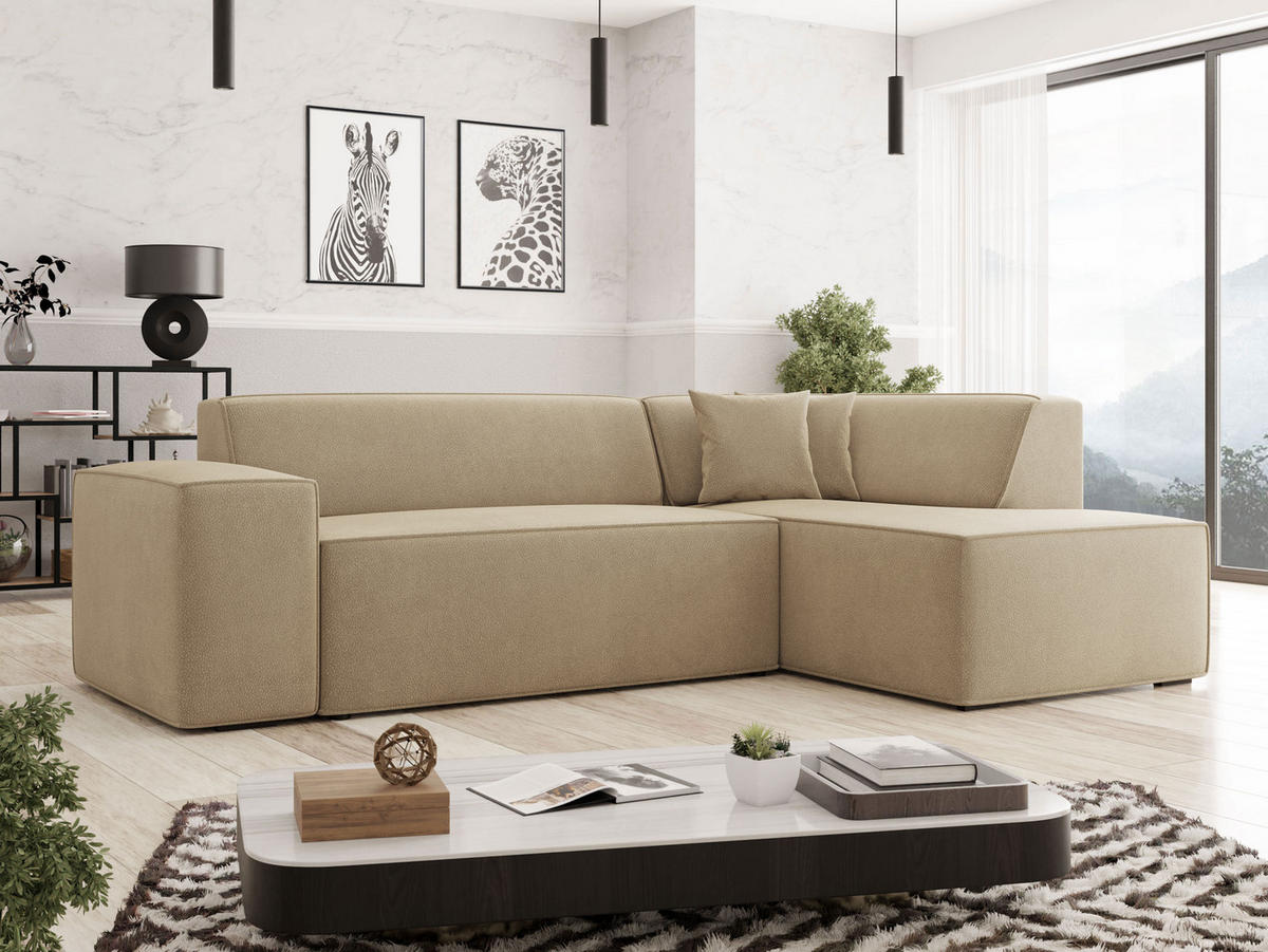ECKSOFA Lordin Premium, Seite: Rechts - Beige, Holz/Textil (267/205cm) - MIRJAN24