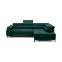 ECKSOFA CHIVAS Freistehend , Schlaffunktion, 278×197×76/98 cm, Stoff - Element, Flaschengrün, Rechts Seite - Dunkelgrün/Schwarz, Holz/Textil (197/278cm) - DomoHome