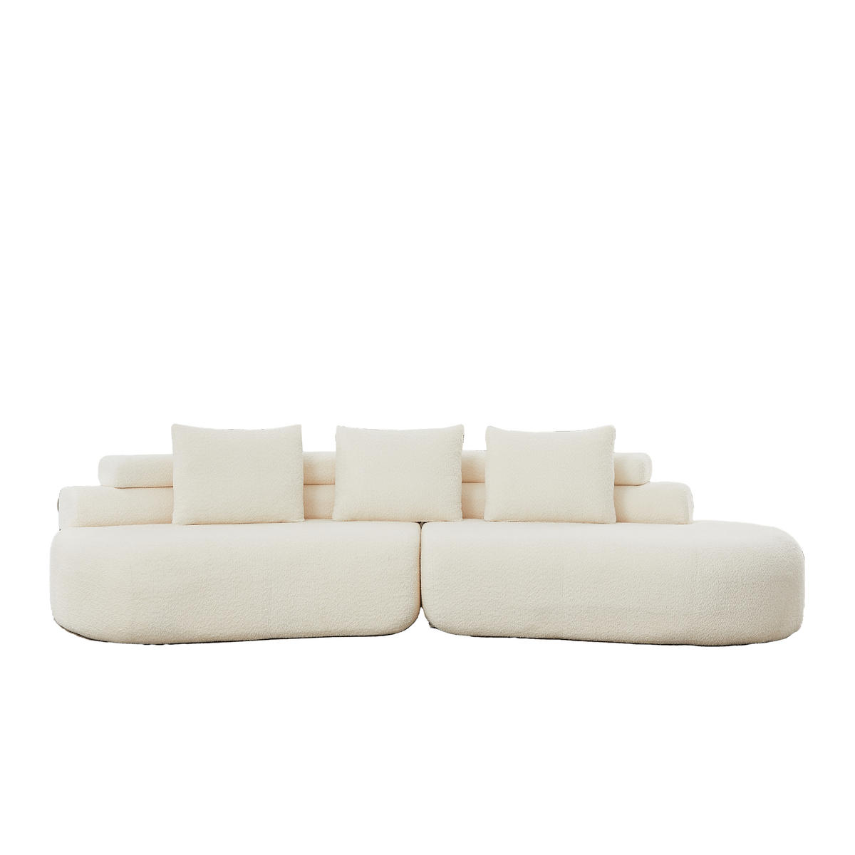 MODULSOFA 2-teilig geschwungen mit 3 Rückenkissen, DE-42897, Cremeweiß - Beige, Textil (306/67/103cm) - ComfortXL