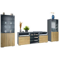 WOHNWAND Granada Eiche Natur - Eichefarben, Holzwerkstoff (286/122.5/35cm) - Vladon