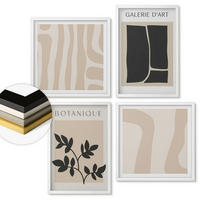 WANDBILDER 4er-Set - 50x50 cm & 40x60 cm Weißer Rahmen - Abstrakte Pflanzenmotive - Weiß, Kunststoff (50/50cm) - ArtPrintCave