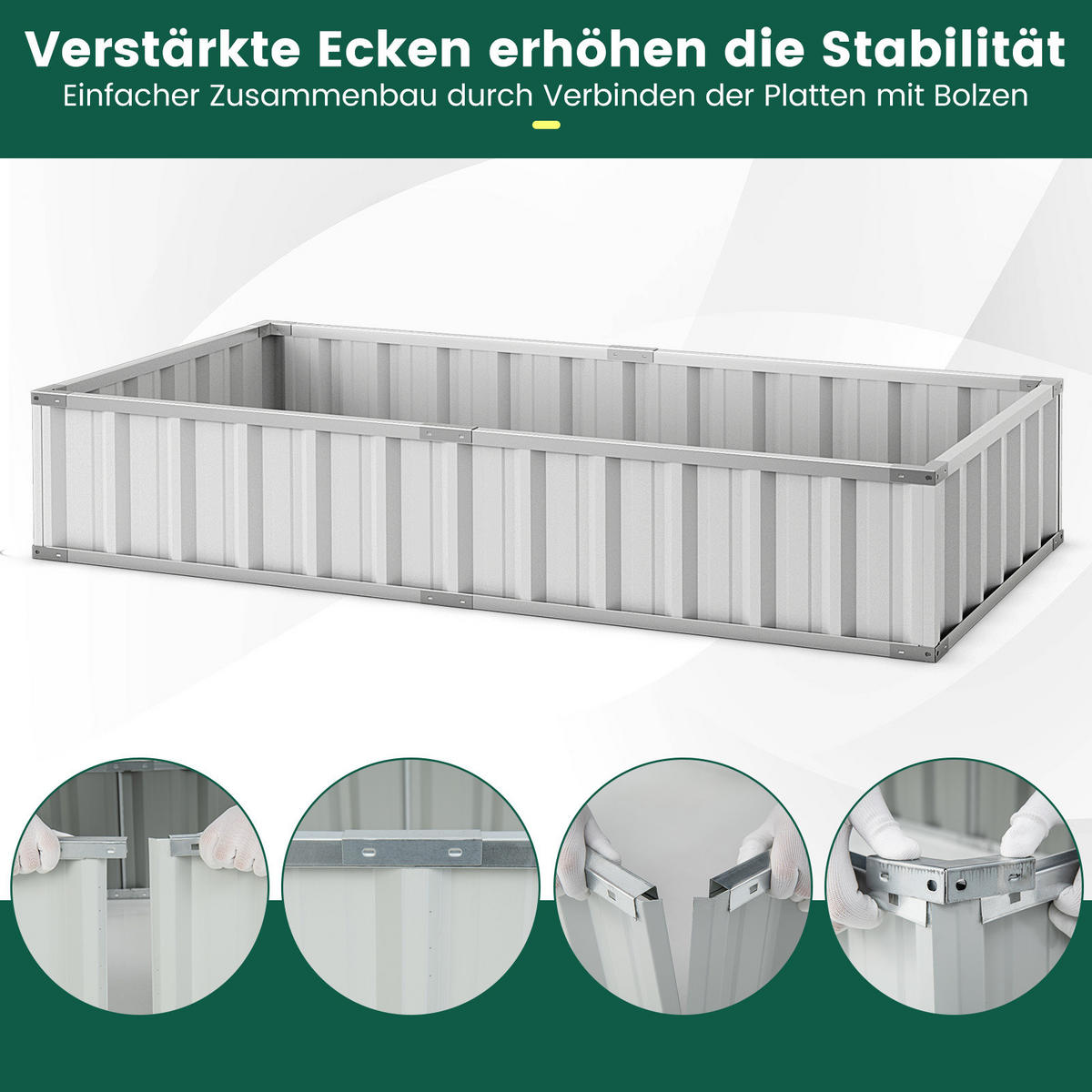 HOCHBEET Grün - Grün, Metall (90/71/174cm) - COSTWAY