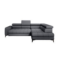 ECKSOFA BAGGIO Letto Stoff, Schlaffunktion, Bettkasten, Sitztiefe, Kopfstützen 280x196cm – Rechts – Dunkelgrau - Dunkelgrau, Holz/Textil (280/196cm) - DomoHome