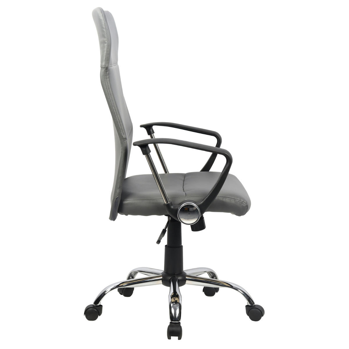 BÜROSTUHL Aiko Schreibtischstuhl Arbeitsstuhl Chefsessel mit Rollen Armlehnen hohe Rückenlehne höhenverstellbar Wippmechanismus Grau - Grau, Kunststoff (61/119/52cm) - SVITA