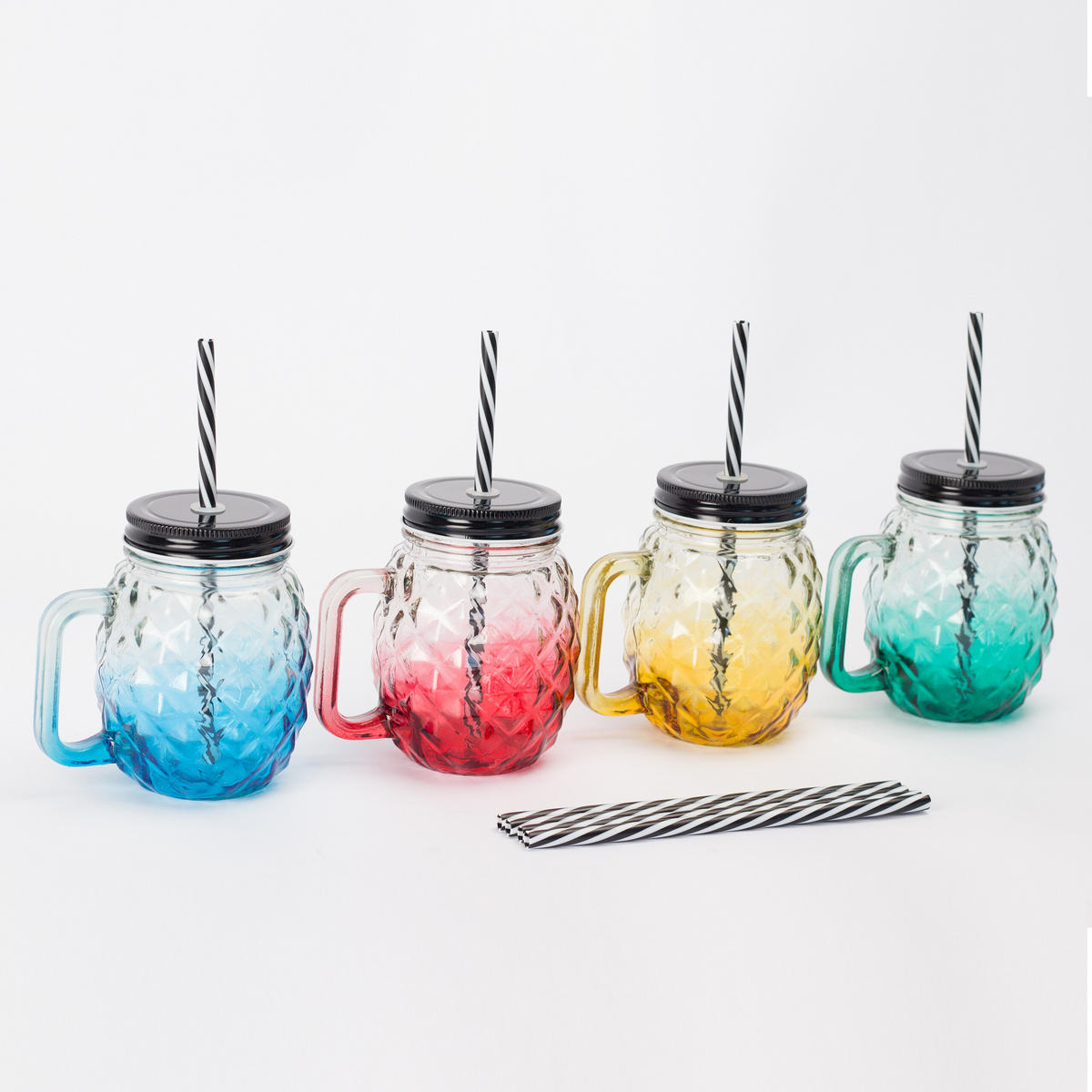 4XTRINKGLÄSER - Multicolor, Glas/Kunststoff - Relaxdays