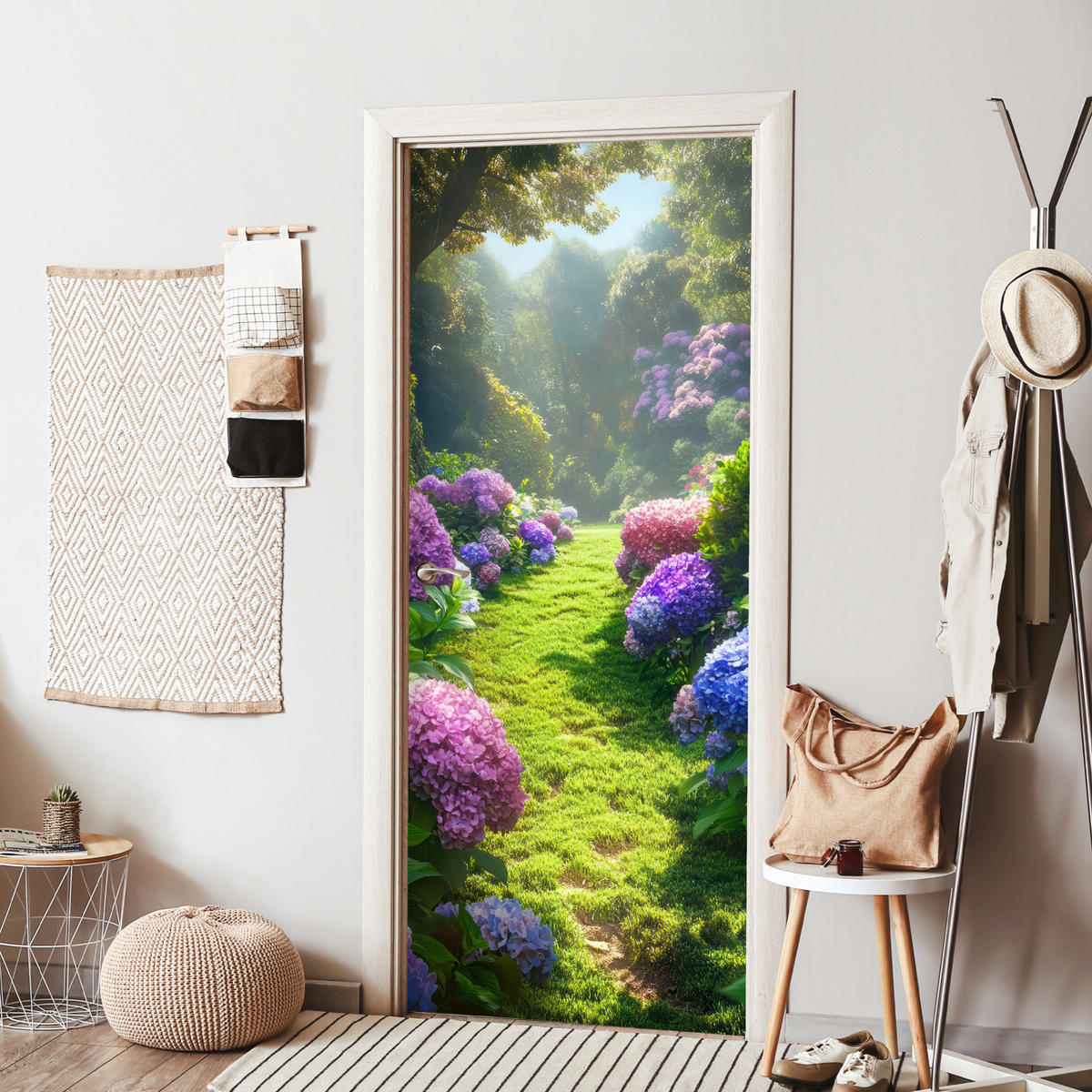 NALEPKA ZA VRATA Vrt 85x205 cm - svetlo zelena, umetna masa (85/0.1cm) - MuchoWow
