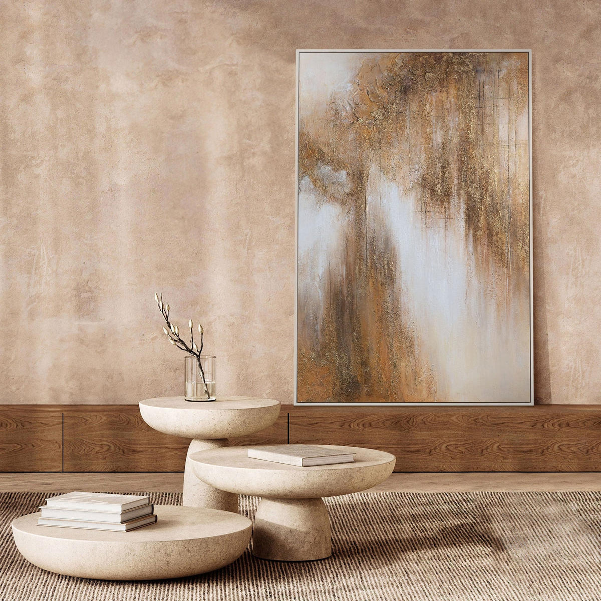 GEMÄLDE Honigdunst Schattenfugenrahmen Beige 140x100 cm - Beige, Holz (140/100cm) - YS-art gallery