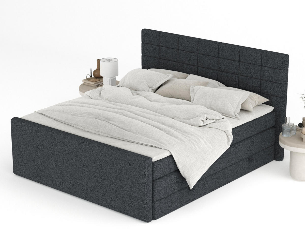 BOXSPRINGBETT Ava Schwarz 200/200 cm - Schwarz, Holz/Holzwerkstoff (200/200cm) - Maison de Reve