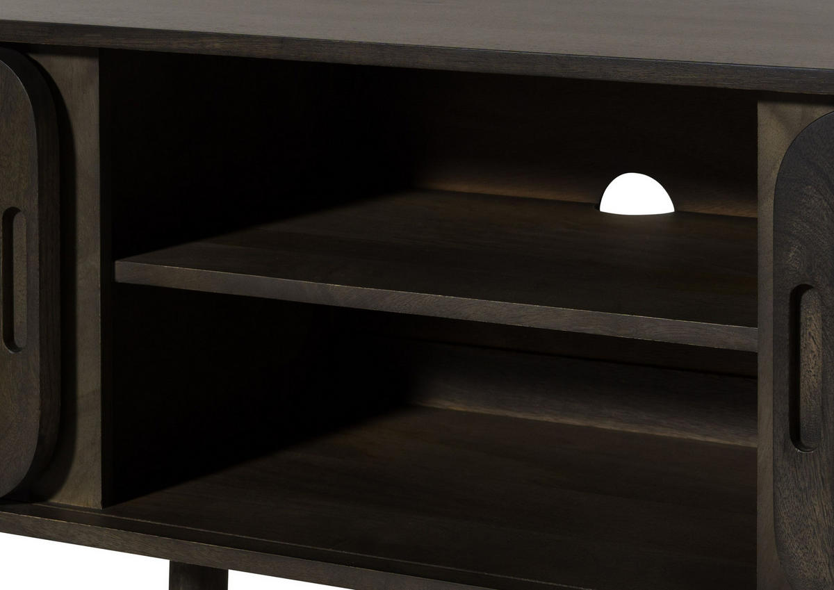 TV-BOARD Mango 220x40x50 dunkelgrau lackiert VALENCIA #224 - Grau, Holz (220/50/40cm) - Massivmoebel24