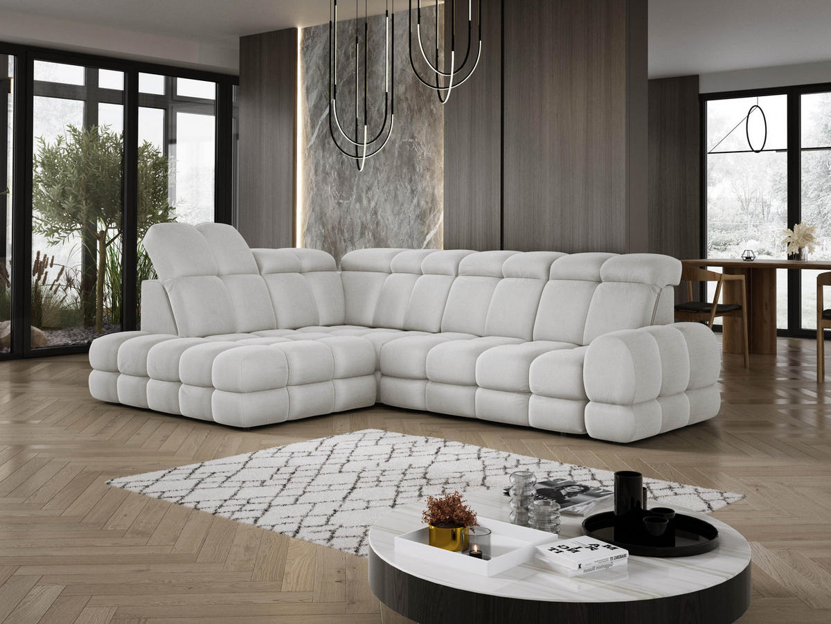 ECKSOFA TOLLO Solar-stoff L-form 302x217x105 cm esche - Silberfarben, Holz/Textil (302/217cm) - DomoHome