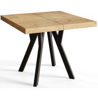 ESSZIMMERTISCH RICO, ausziehbarer Tisch110-210X110X77 cm, Farbe: LANCELOT, mit Holzbeinen in Farbe Schwarz - Beige/Schwarz, Holzwerkstoff (110/110/77cm) - Alpi-Möbel