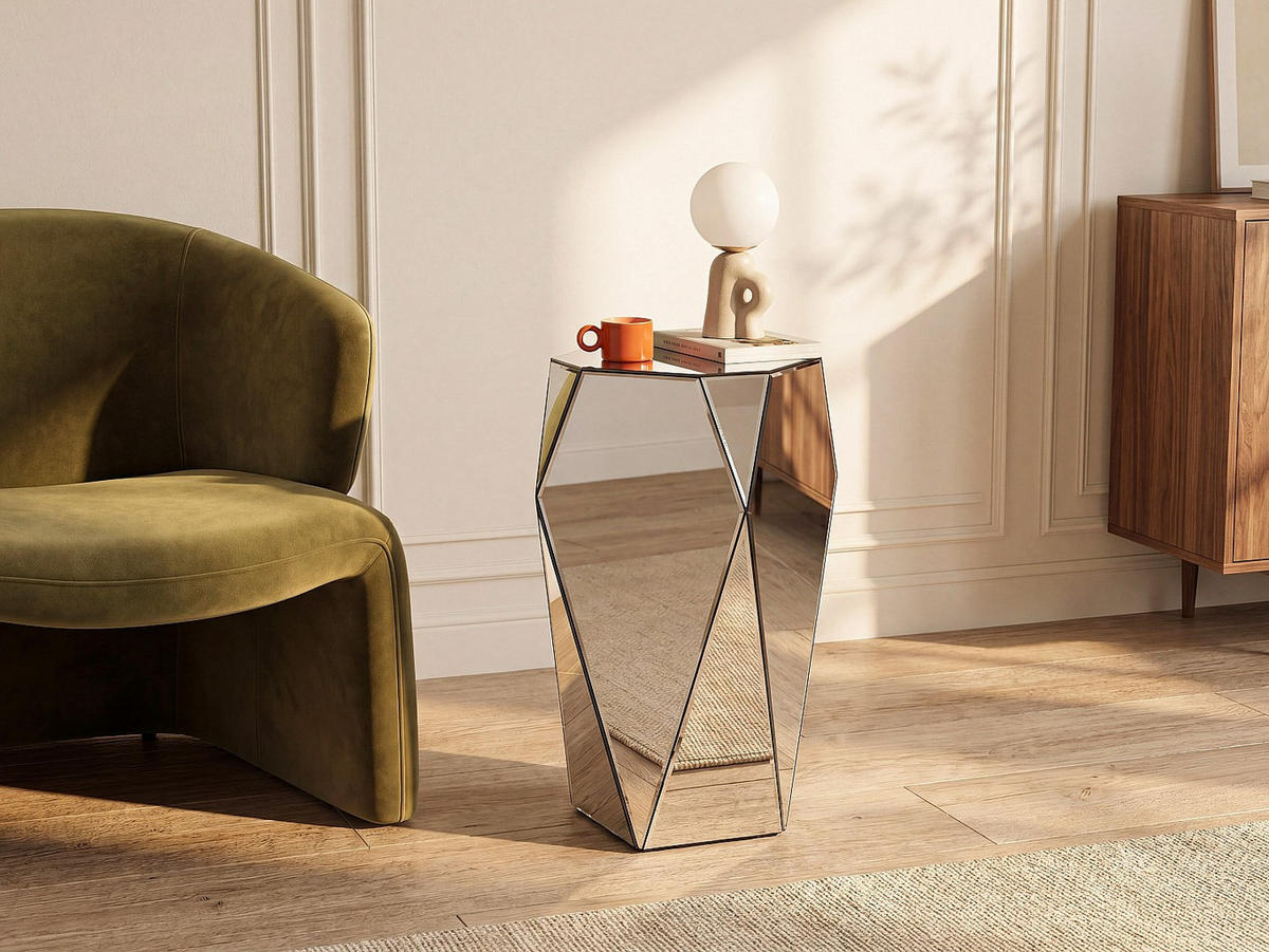 BEISTELLTISCH - 30.7 cm x 30.7 cm - glas - silberfarben Sigrid - Silberfarben, Glas (30.7/30.7/71cm) - Vente-Unique