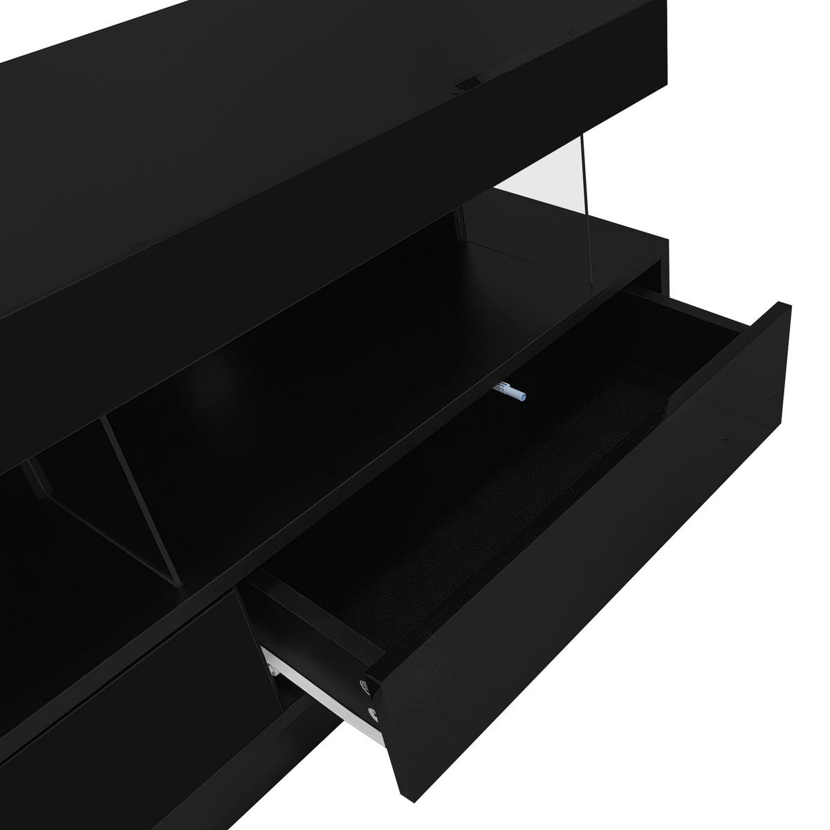 TV-LOWBOARD Glasfächer Schwarz 160/38/50.5 cm - Schwarz, Holz (160/50.5/38cm) - PANGIVO