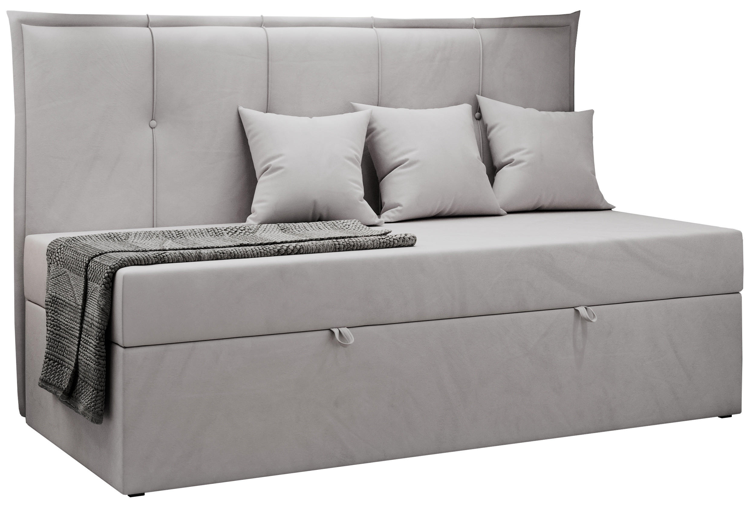 BOXBETT BANCO 90/200 Hellgrau Velvet - H3 - Hellgrau, Holz/Textil (90/200cm) - MKS