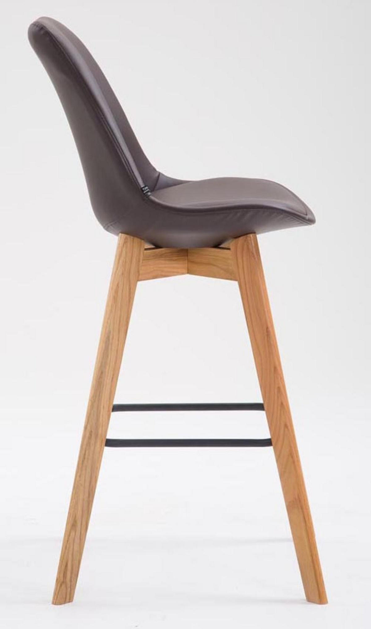 BARHOCKER 2er Set Lederlook braun - Eukalyptusholzfarben/Braun, Holz/Textil (48/112/56cm) - CLP