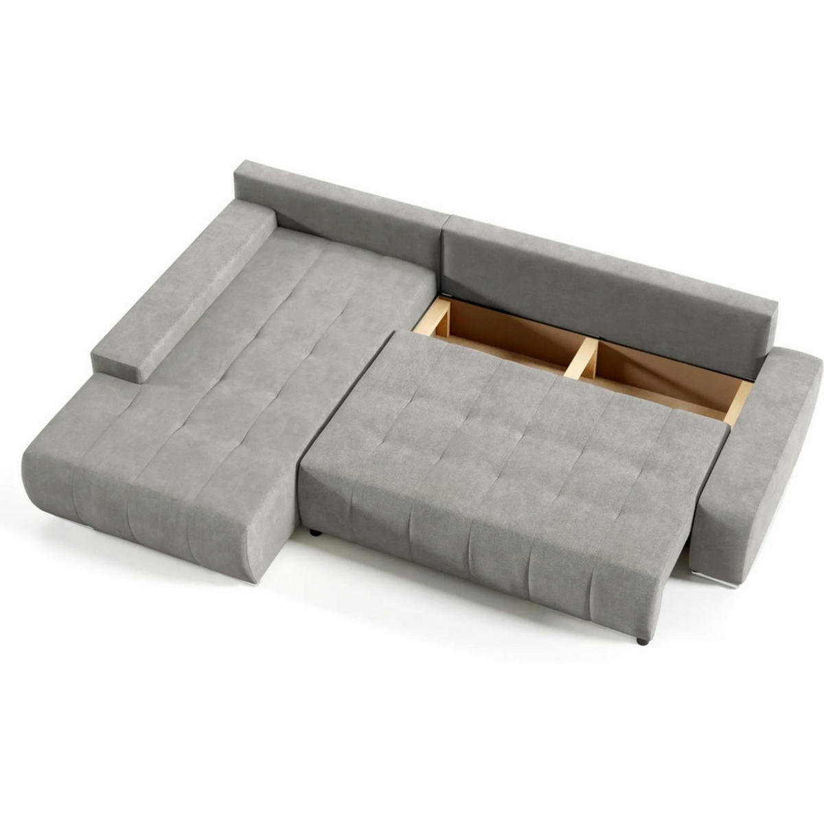 ECKSCHLAFSOFA Draco L Beige - Beige/Silberfarben, Textil/Metall (267/186cm) - Beautysofa