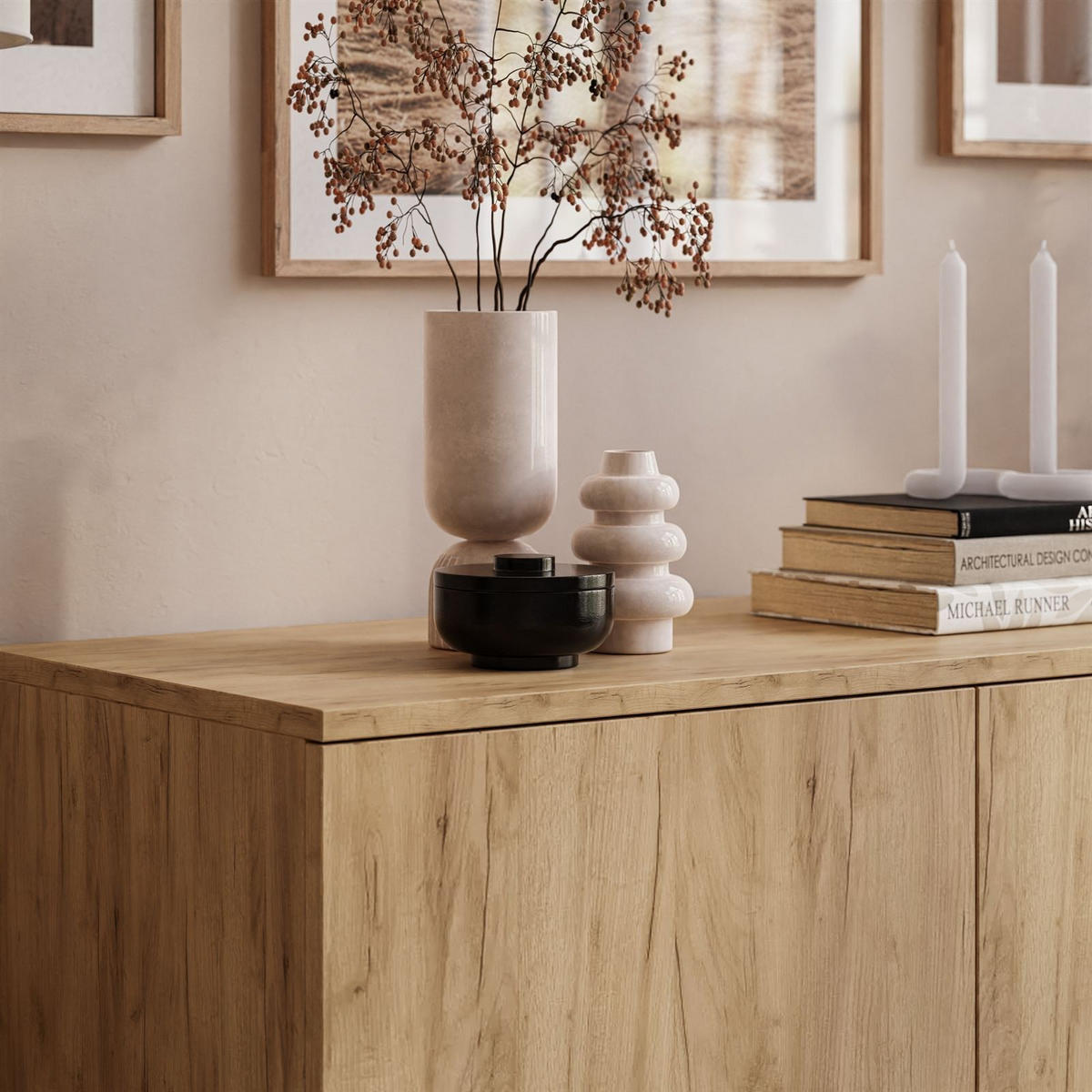 KOMMODE Zweitürige HARMONY Craft Gold Eiche - Eichefarben, Holzwerkstoff (100/85/42cm) - Lookway