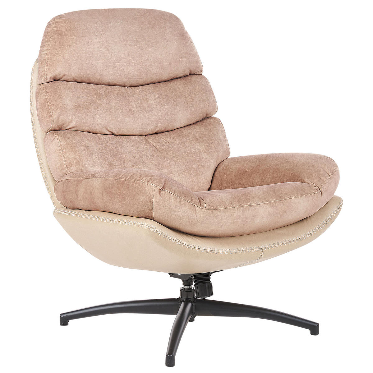 STUHL Samtstoff mit Fußhocker Sandbeige Eide - Beige/Schwarz, Textil (78/100/87cm) - Beliani