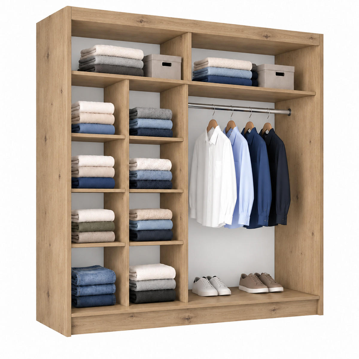 KLEIDERSCHRANK Nox 200 cm Artisan Spiegel Griffe silber - Eiche Artisan, Holzwerkstoff (200/216/61cm) - KS Home Concept