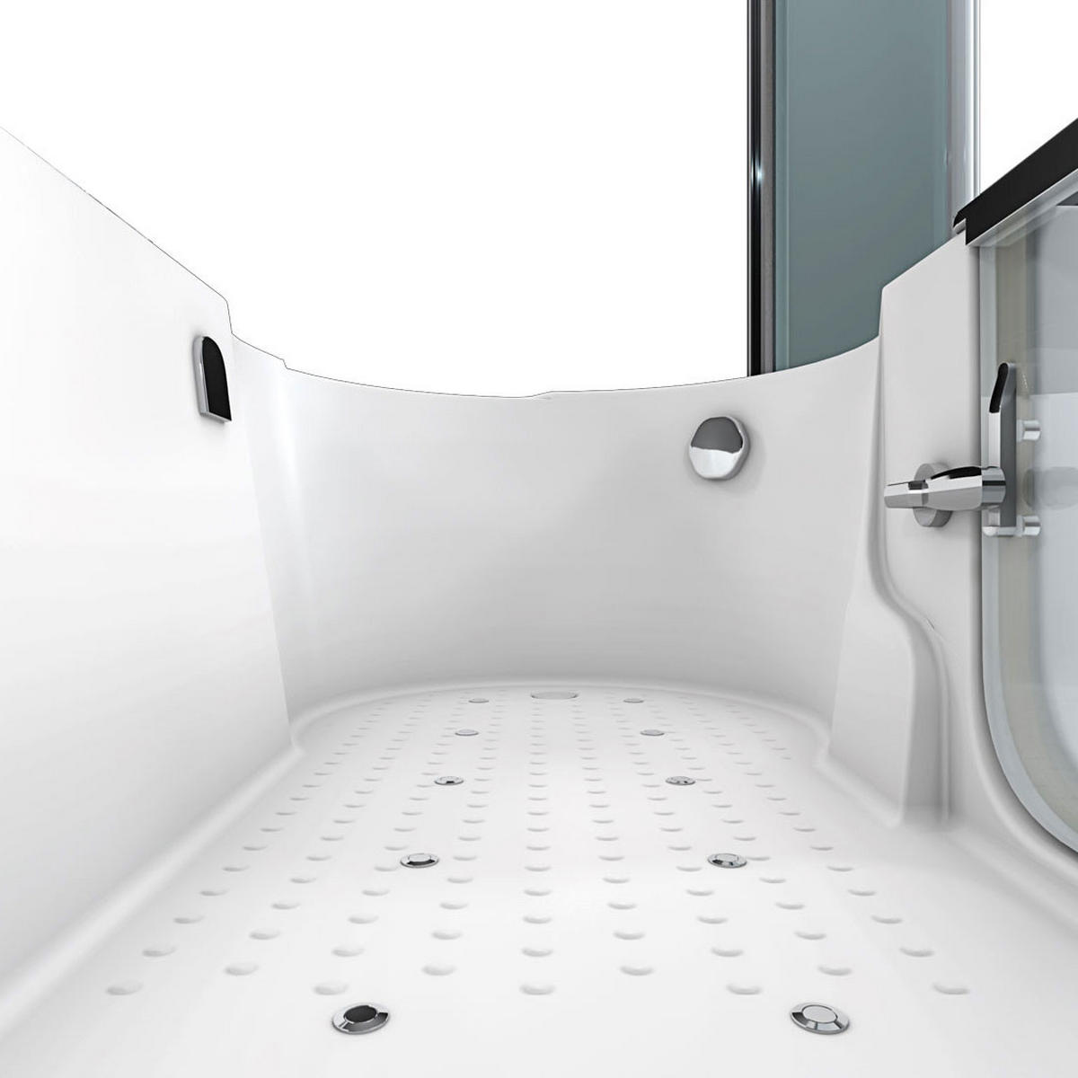 SENIORENDUSCHE Whirlpool mit Tür S12D-AIR-L - Weiß, Glas/Kunststoff (85/200/170cm) - AcquaVapore by Sandra Jentho