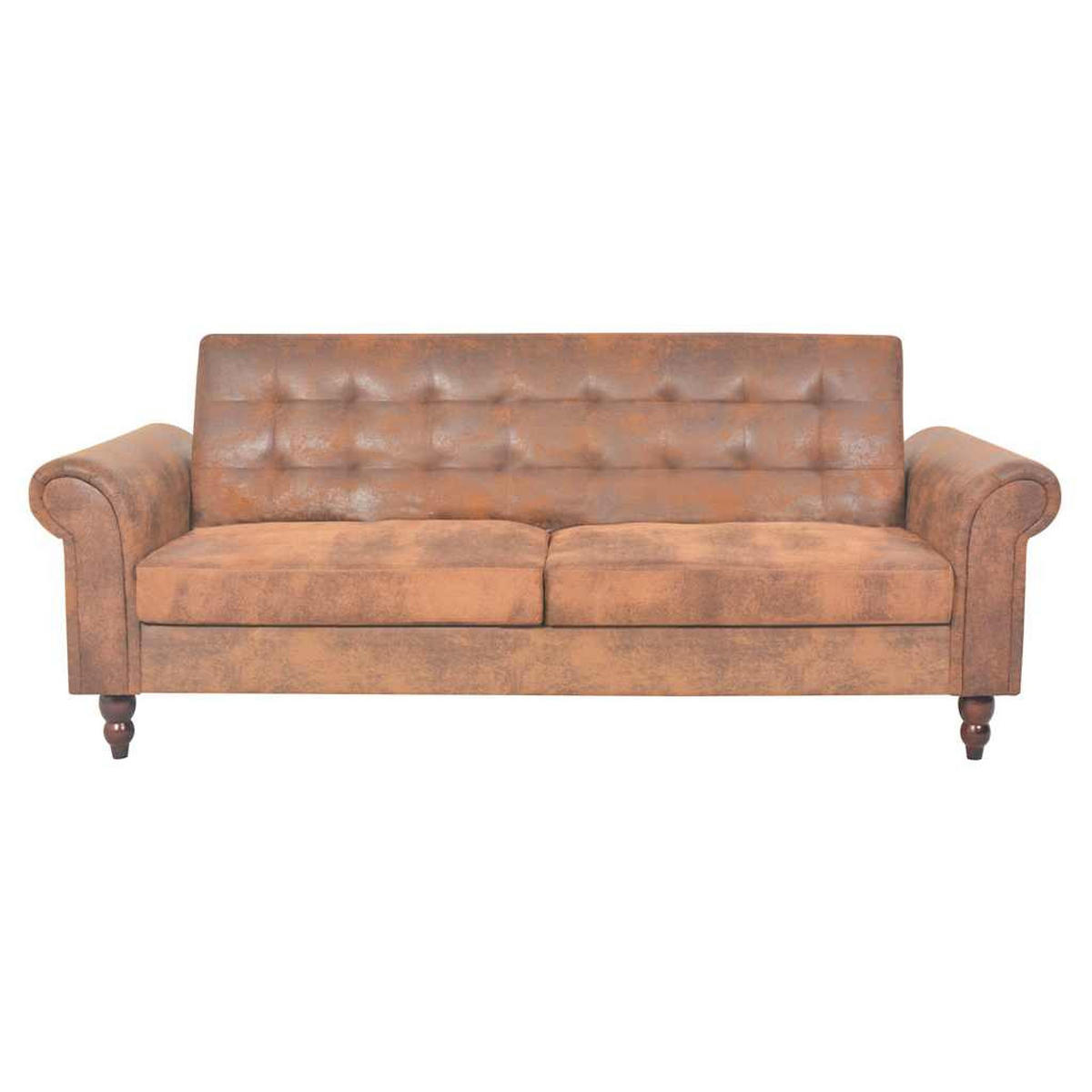 2-SITZER Schlafsofa Mit Armlehnen Künstliches Wildleder Braun - Braun, Leder (82/196/85cm) - vidaXL
