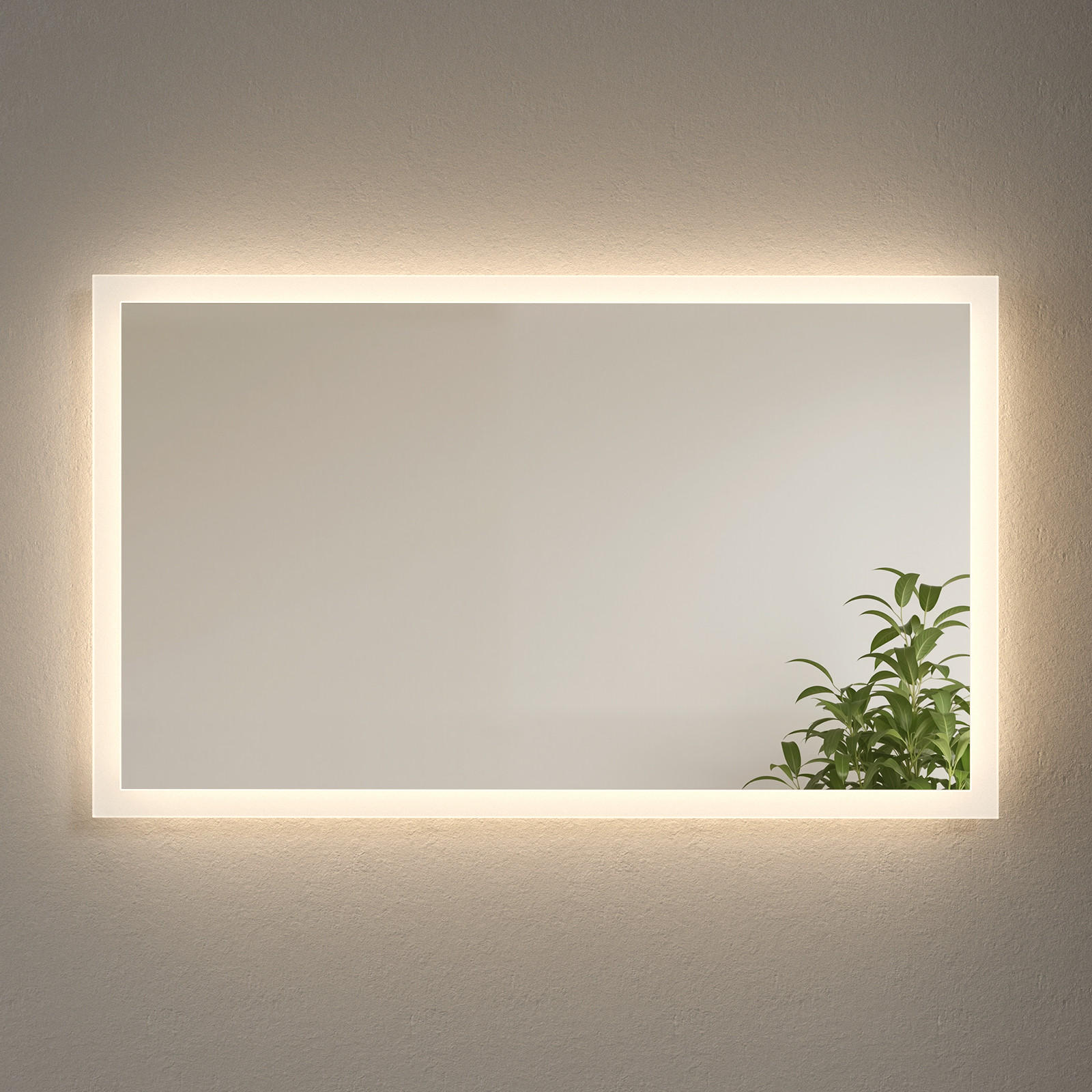 BADSPIEGEL mit Antibeschlag Beleuchtung 100/60/3,5 cm - Weiß, Glas (60/3.5/100cm) - EMKE