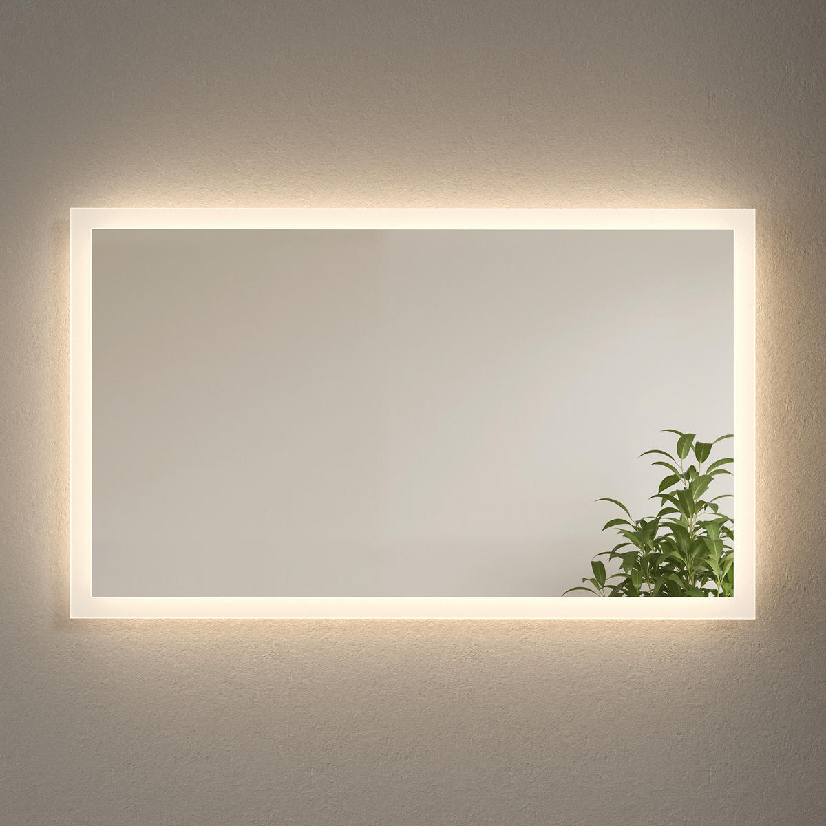 BADSPIEGEL mit Antibeschlag Beleuchtung 100/60/3,5 cm - Weiß, Glas (60/3.5/100cm) - EMKE