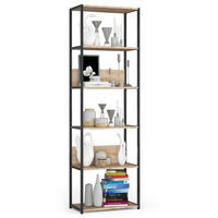 INDUSTRIEREGAL Schwarz, Sonoma Eiche 60x192x32 cm - Schwarz/Sonoma Eiche, Holzwerkstoff/Metall (60/192/32cm) - Akord