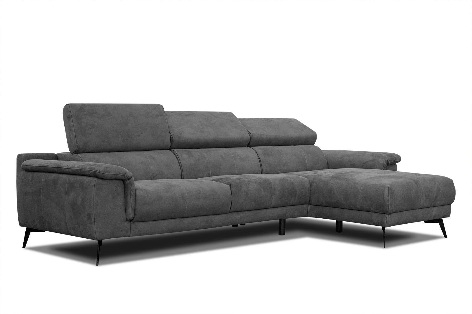 ECKSOFA FIERO 4-Sitzer, dunkelgrau - Dunkelgrau/Schwarz, Holzwerkstoff/Textil (288/170cm) - Courtois Laville