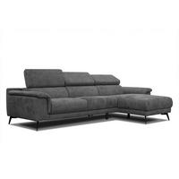 ECKSOFA FIERO 4-Sitzer, dunkelgrau - Dunkelgrau/Schwarz, Holzwerkstoff/Textil (288/170cm) - Courtois Laville