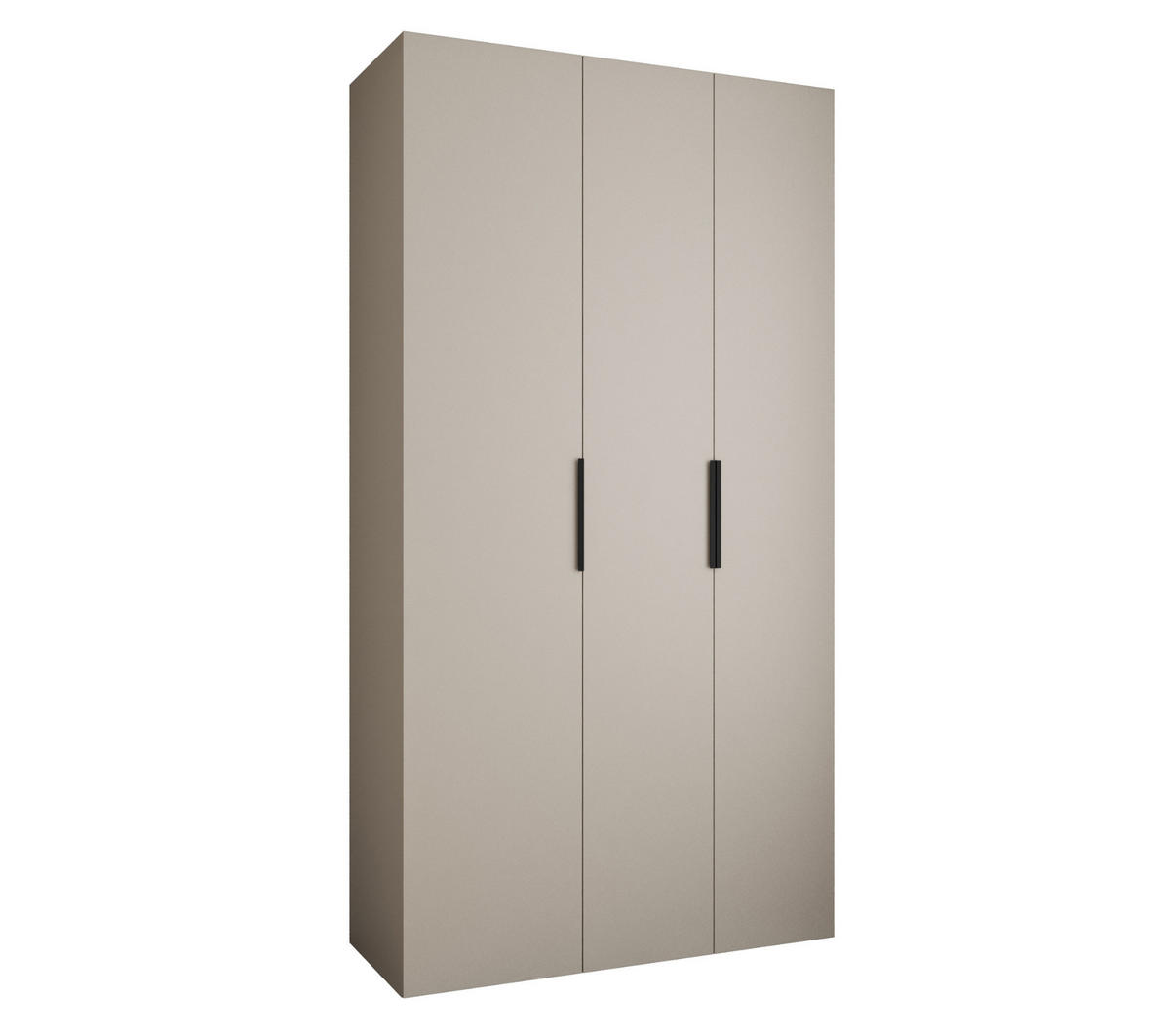 DREHTÜRENSCHRANK 245,5/130/50 3-türig - Kaschmir/Schwarz, Holz/Metall (130/245.5/50cm) - Abiks Möbel