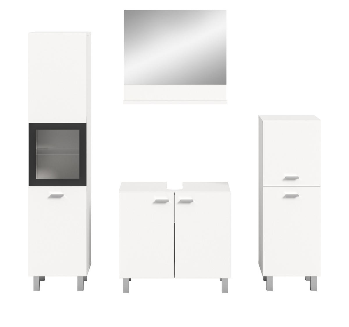 BADMÖBEL-SET weiß 4-teilig 140 cm, Kombination hängend oder stehend - Weiß, Glas/Holzwerkstoff (137/186/33cm) - Inn.Furn