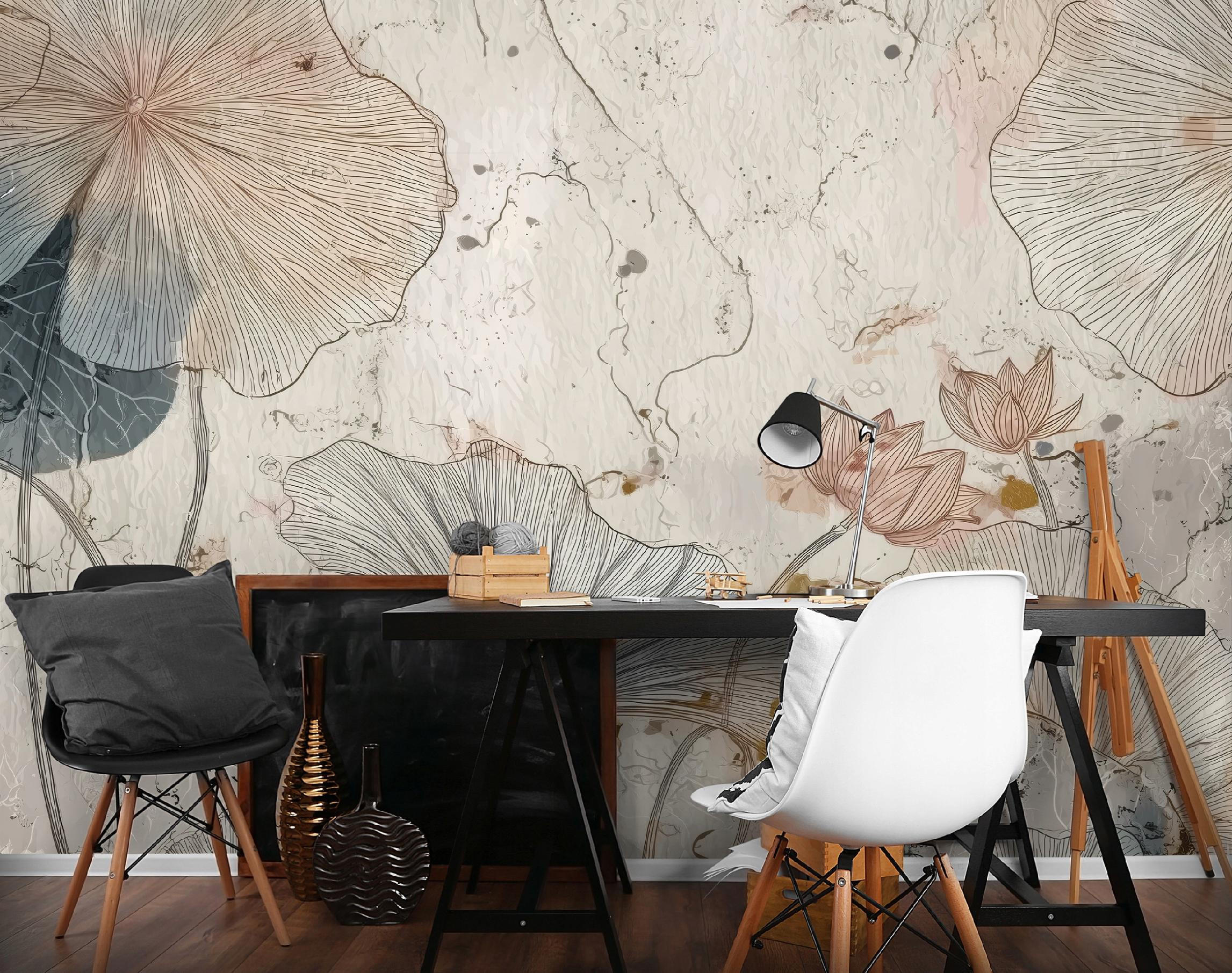 FOTOTAPETE Blumen Beton Beige 400x280 cm - Multicolor, Papier (400/280cm) - Wallarena