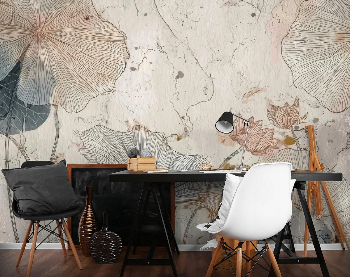 FOTOTAPETE Blumen Beton Beige 400x280 cm - Multicolor, Papier (400/280cm) - Wallarena