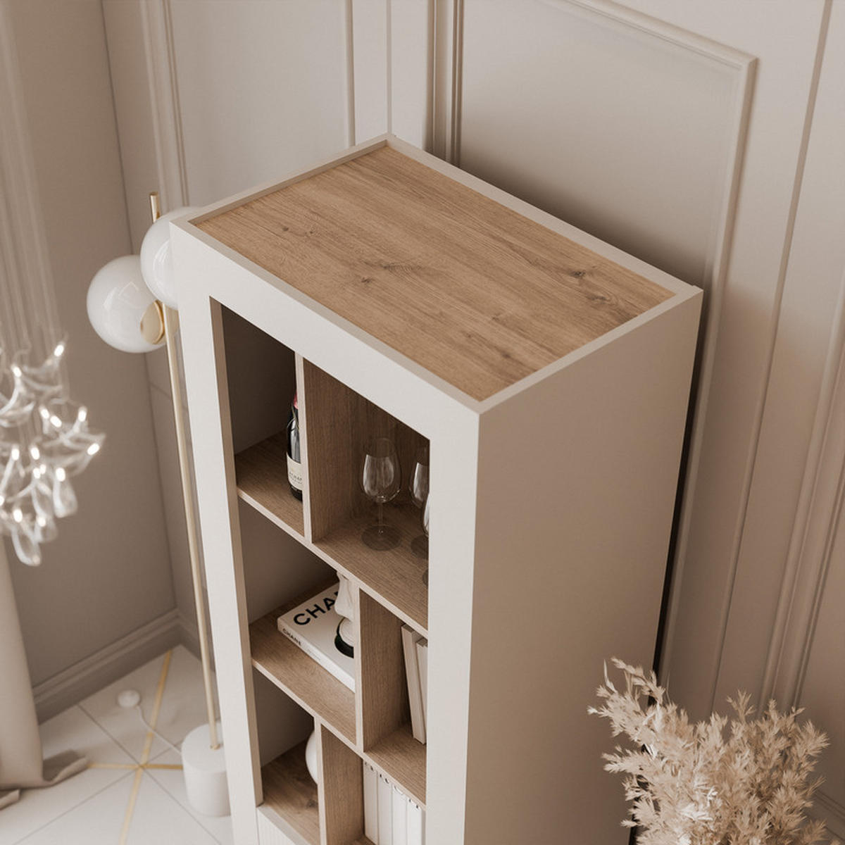 VITRINE AVENA, 60/40/169 cm Kaschmir / Eiche - Kaschmir, Holzwerkstoff/Kunststoff (60/169/40cm) - Idohome