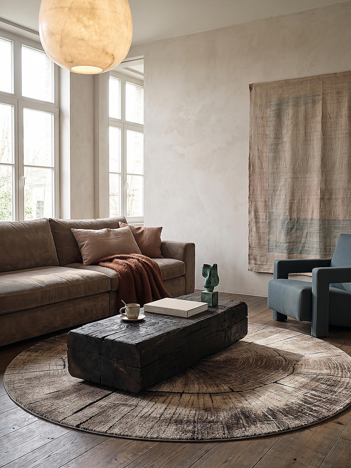 TEPPICH Kurzflor OGLIO Abstrakt Polypropylen-Polyester Natur Ø 160 cm Rund - Beige, Textil (160/160cm) - KADIMA DESIGN