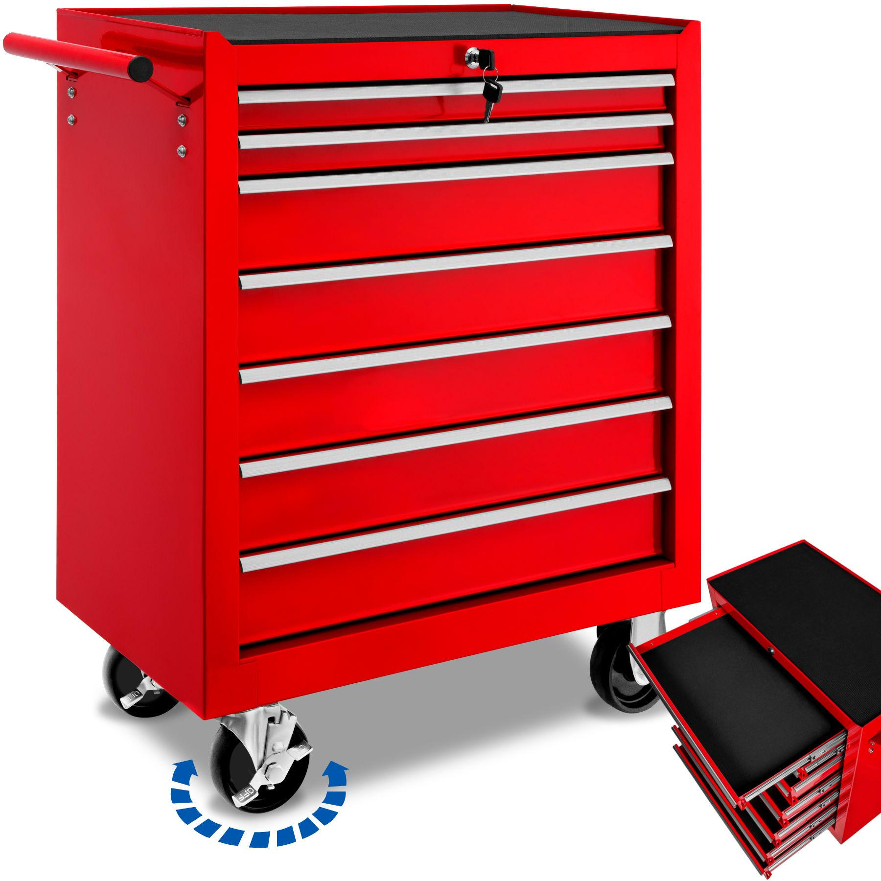 WERKZEUGWAGEN ,Rollen Ø 100 mm,rot - Rot, Metall (33/79/69cm) - tectake