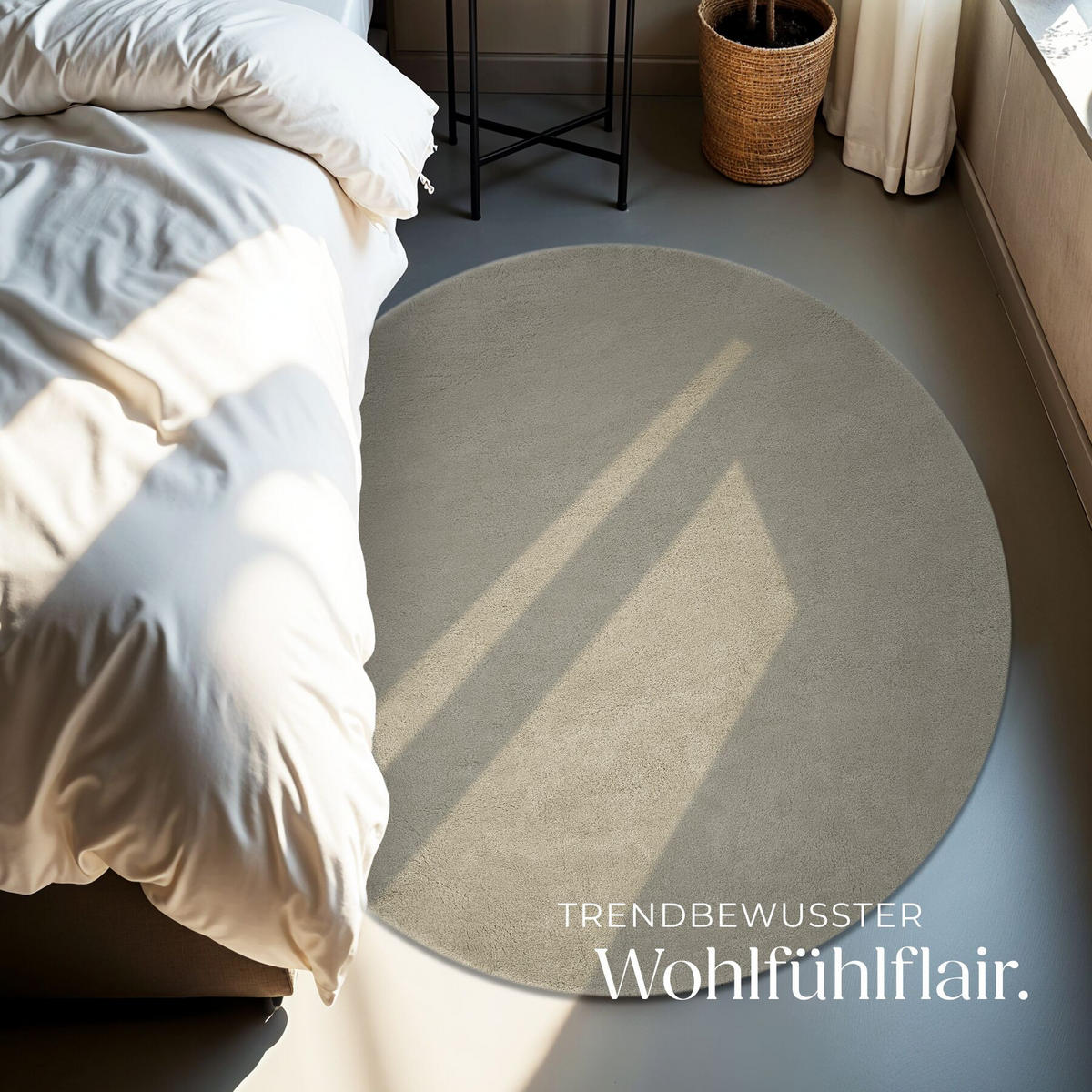KURZFLORTEPPICH Soft Zone, rutschfeste Unterseite, Sand - Sandfarben, Textil (120/120cm) - tectake