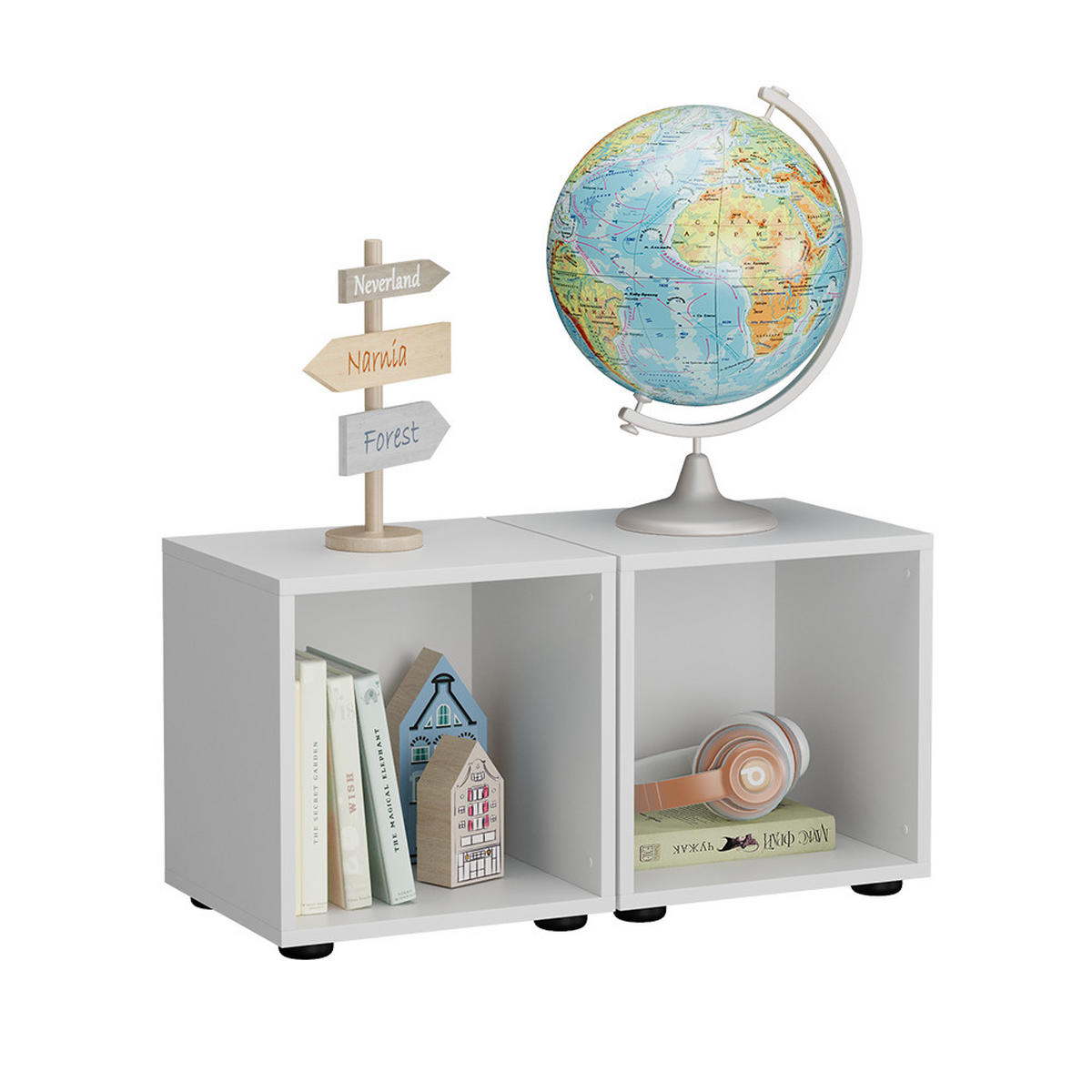 KINDERREGAL Estell Weiß 36.4 x 38.2 cm 2-er Set - Weiß, Holzwerkstoff (36.4/38.2/32.1cm) - Vicco