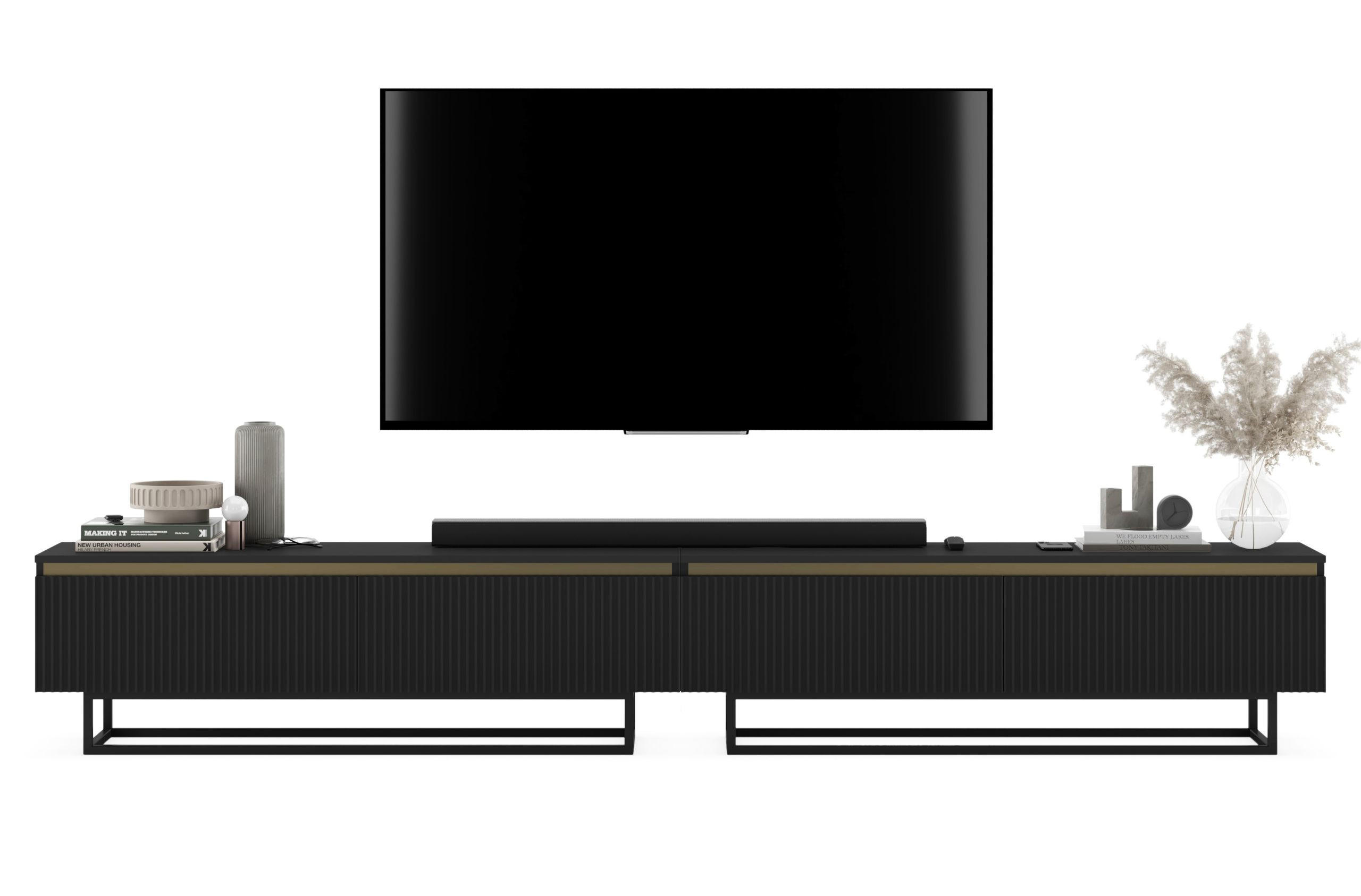 TV-LOWBOARD 2-er Set Selene Schwarz Matt mit Metallrahmen 140 cm - Schwarz, Holzwerkstoff/Metall (280/44/35cm) - Meble Lindner