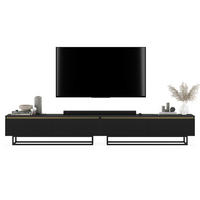 TV-LOWBOARD 2-er Set Selene Schwarz Matt mit Metallrahmen 140 cm - Schwarz, Holzwerkstoff/Metall (280/44/35cm) - Meble Lindner