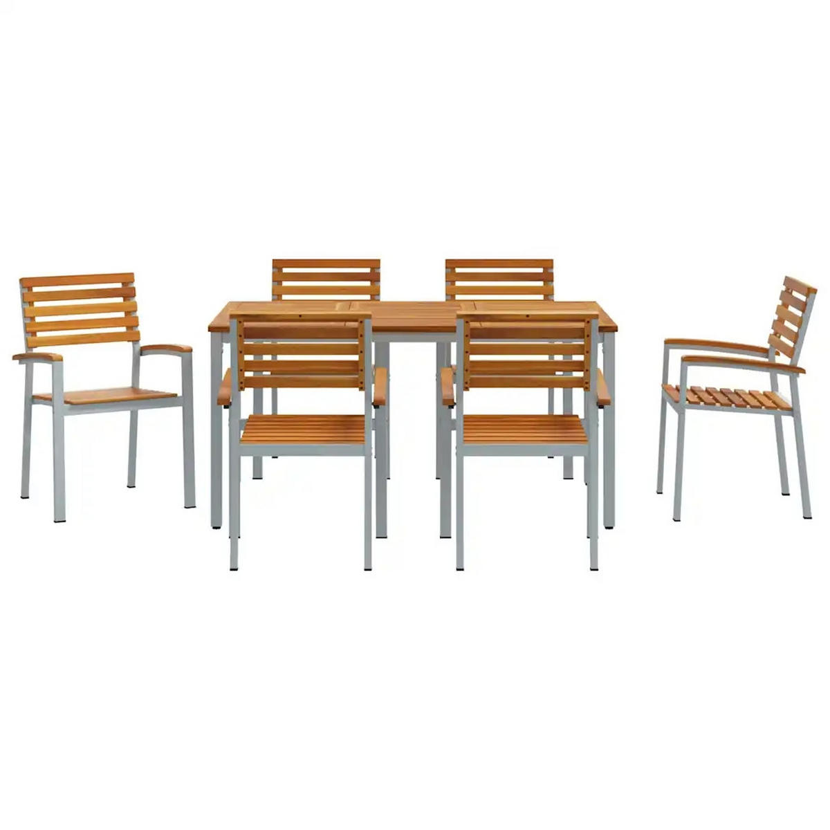 LOUNGEGARNITUR Garten 7-teiliges Grau - Grau, Holz - Kaket