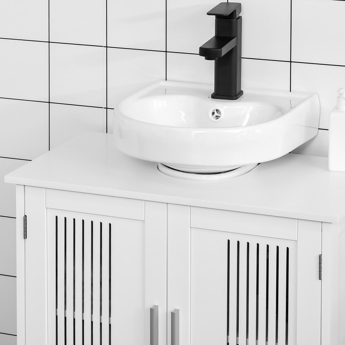 BADEZIMMER Unterschrank für Waschbecken 60/30/60 cm Weiß - Weiß, Kunststoff (60/60/30cm)