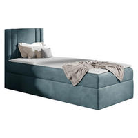 BOXBETT Carmen Mini, Seite zum Öffnen des Bettkastens: Links - Blaugrau, Holz (90/200cm) - MIRJAN24