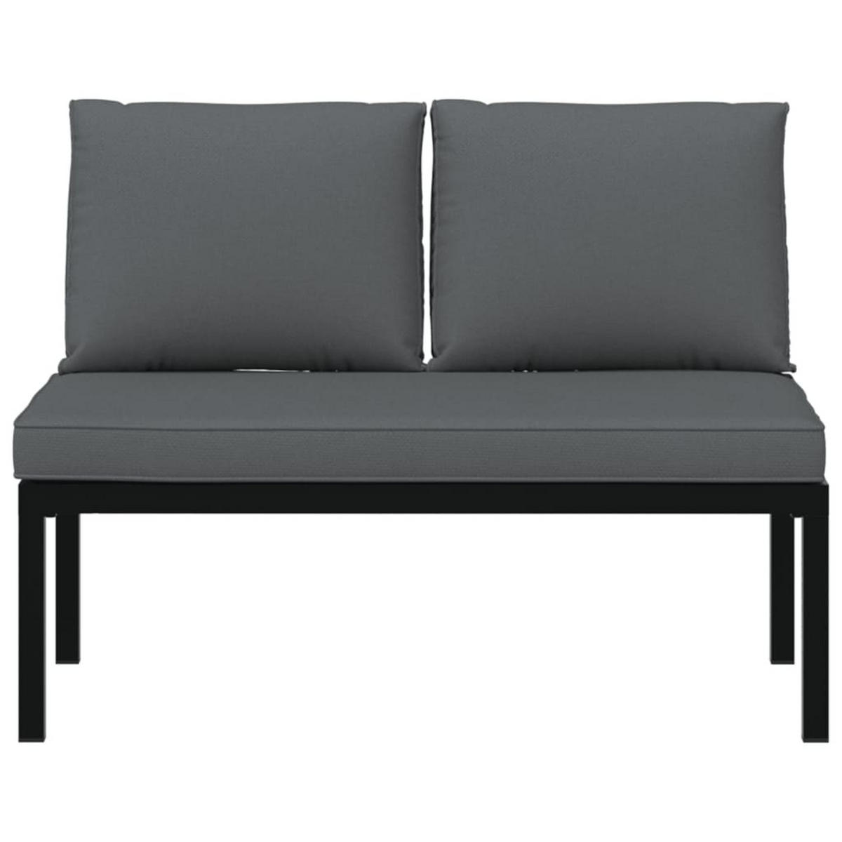 GARTENBANK mit Kissen Schwarz Aluminium - Anthrazit, Metall (110/73/73cm) - furnicato