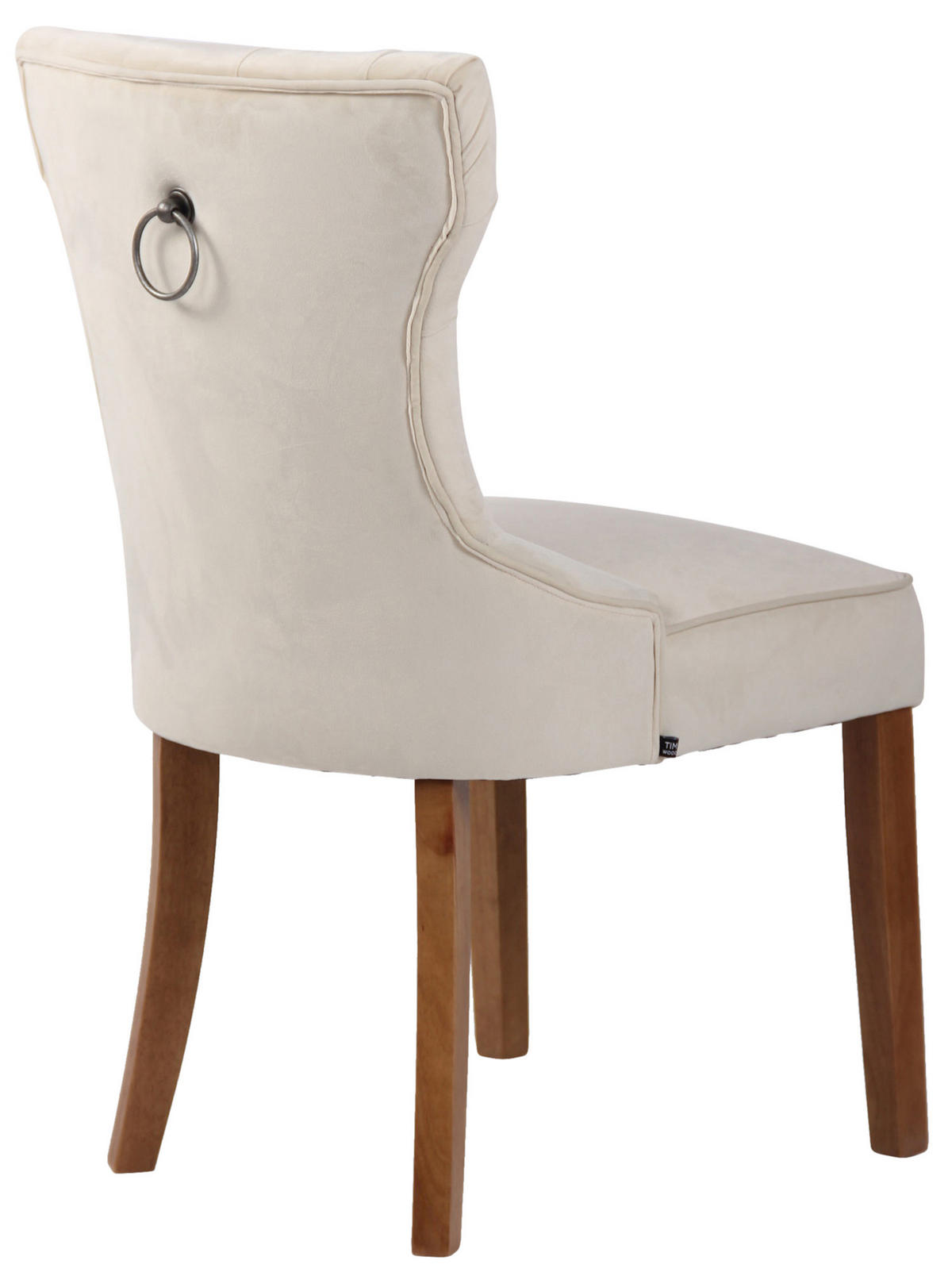 STUHL Samt creme - Creme/Naturfarben, Holz/Textil (51/90/59cm) - CLP