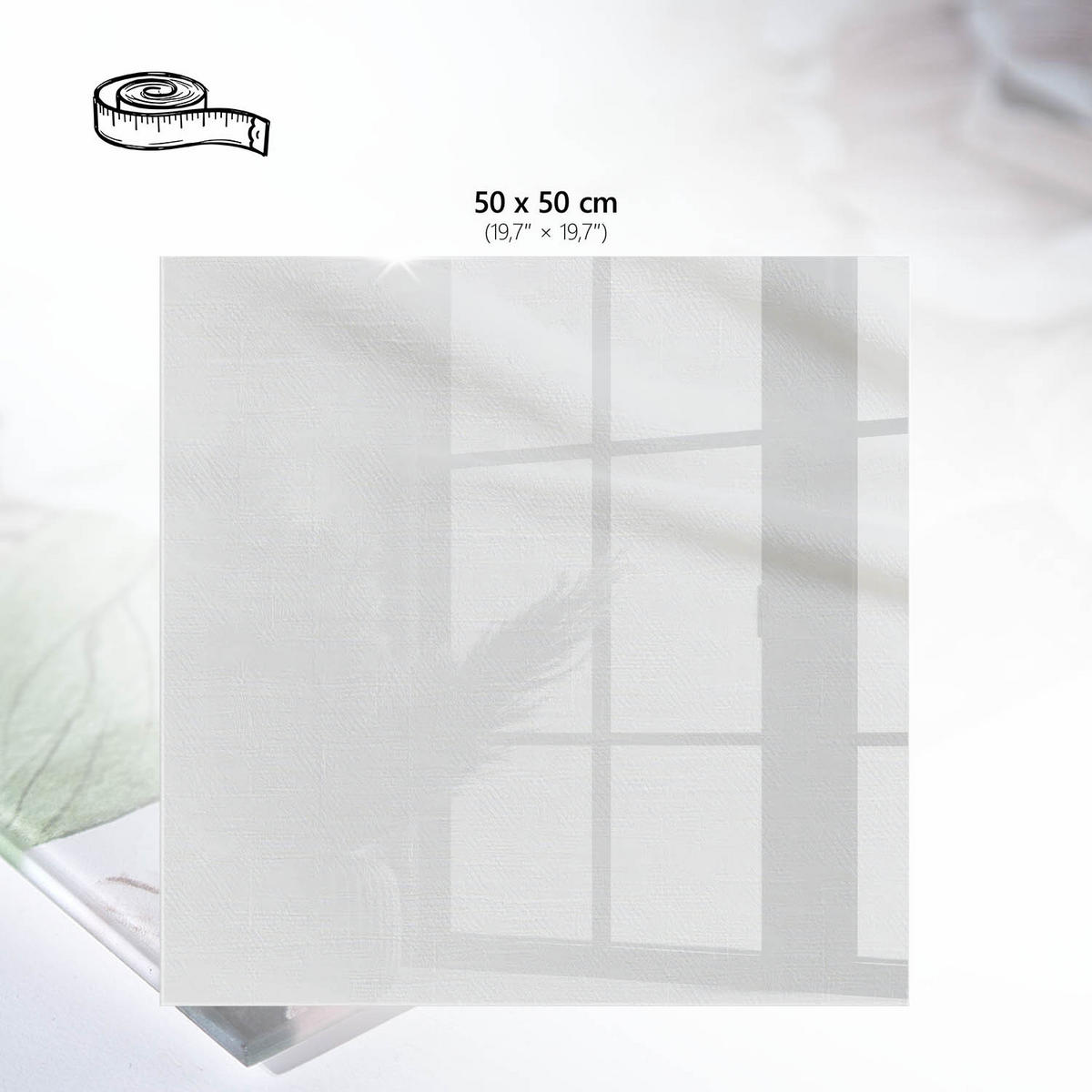 TISCHPLATTE 50x50 cm – Leichte Textur - Weiß, Glas (0.4/50/50cm) - Wallfluent